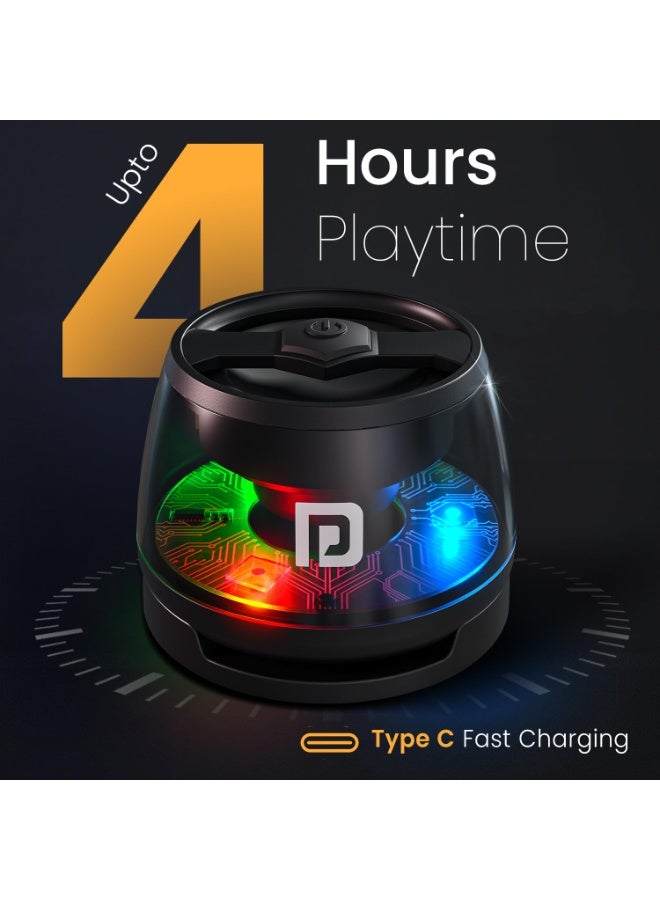 بورترونيكس Portronics Nadya 6W Magnetic Bluetooth Speaker with MagSafe Mobile Stand, HD Sound, Upto 4 Hours Playtime, 40mm Driver, RGB LED Lights, Bluetooth 5.3V, Transparent Speaker, Type C Charging(Black) - Image 4
